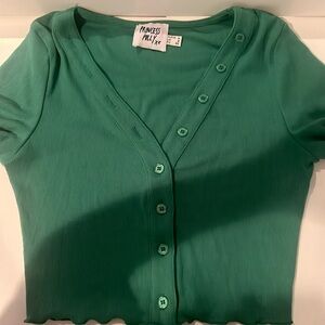 Green Button Up T Shirt